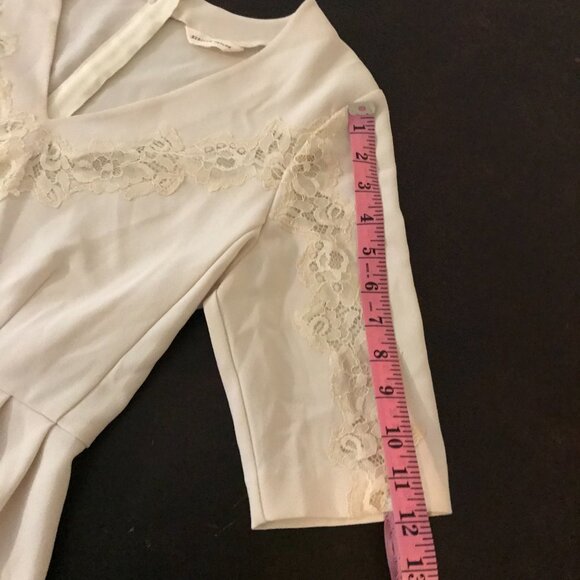 Rebecca Taylor Lace Inset Peplum Blouse - Size 4 - Picture 5 of 10